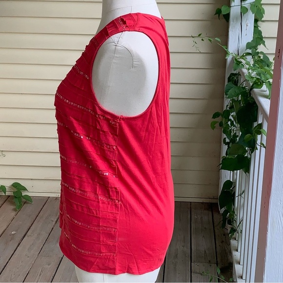 NEW Chicos 3 (US XL) Sequin Scoop Neck Tank Top Salsa Red Cotton Sleeveless - Picture 3 of 7